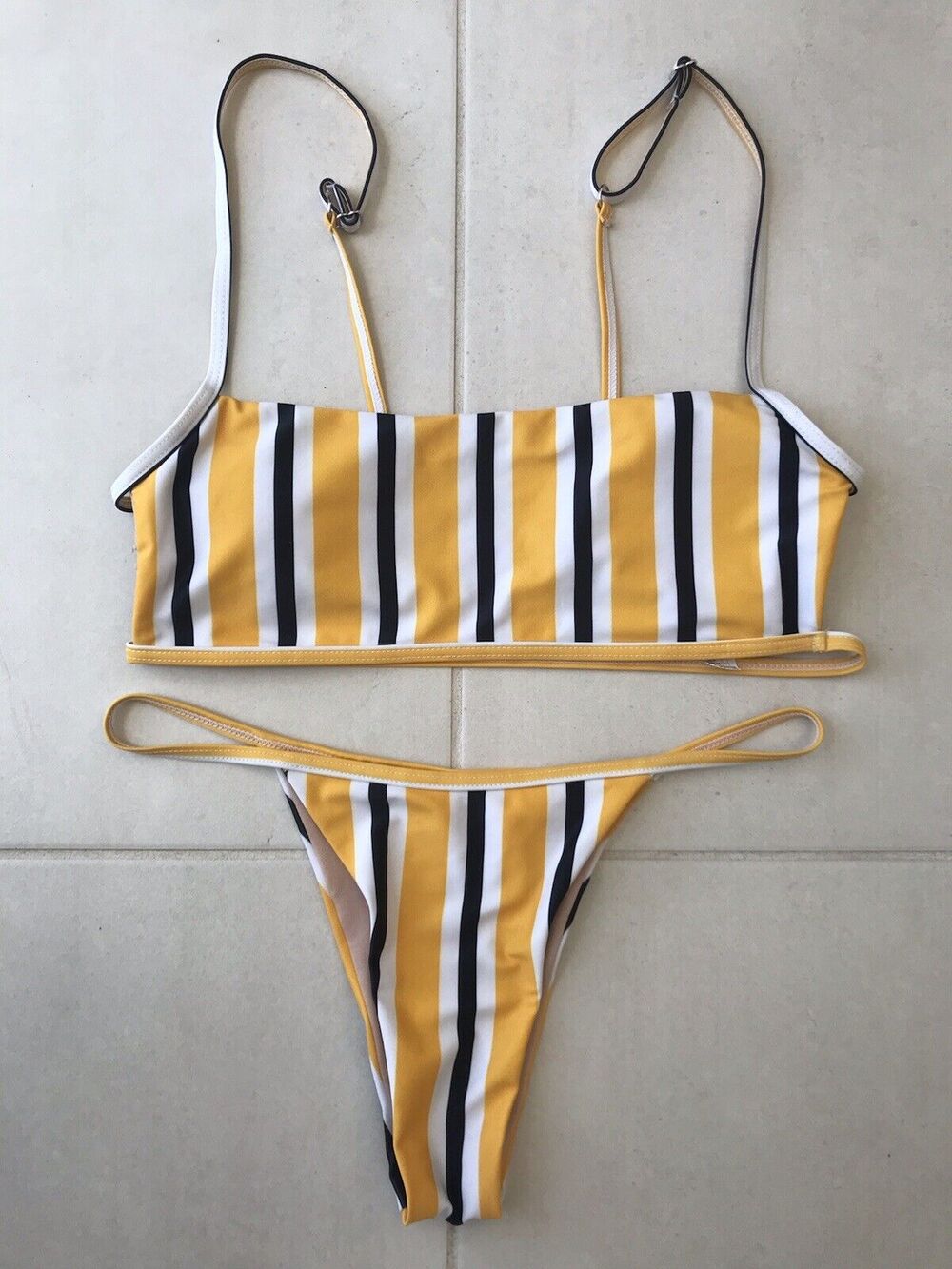 No Brand Bikini Set Multicolor Striped Padded Swimwear FLAW